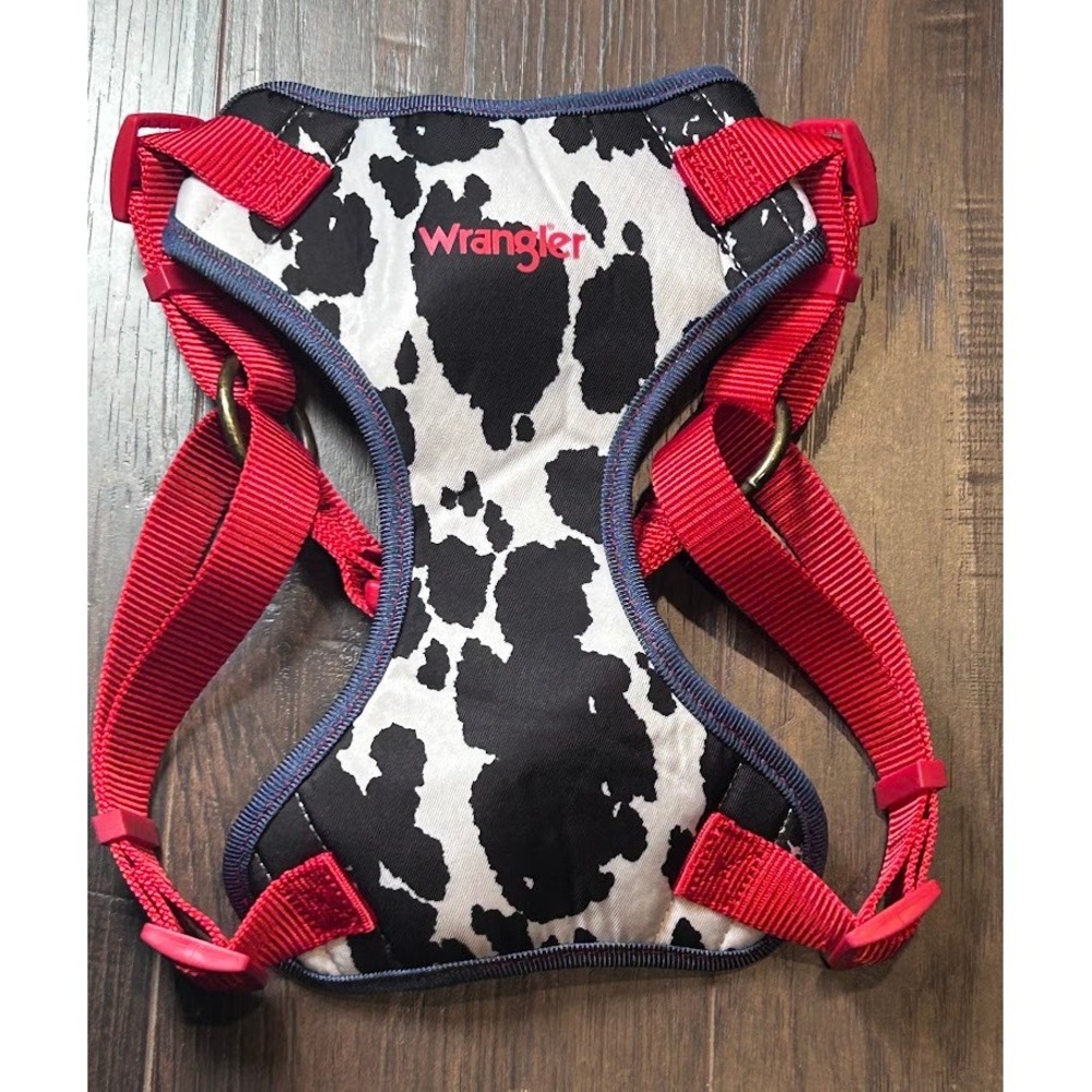 Wrangler Dog Harness Cow Print Red Straps‎ Size L 50-90 Lbs NEW Pet Walking